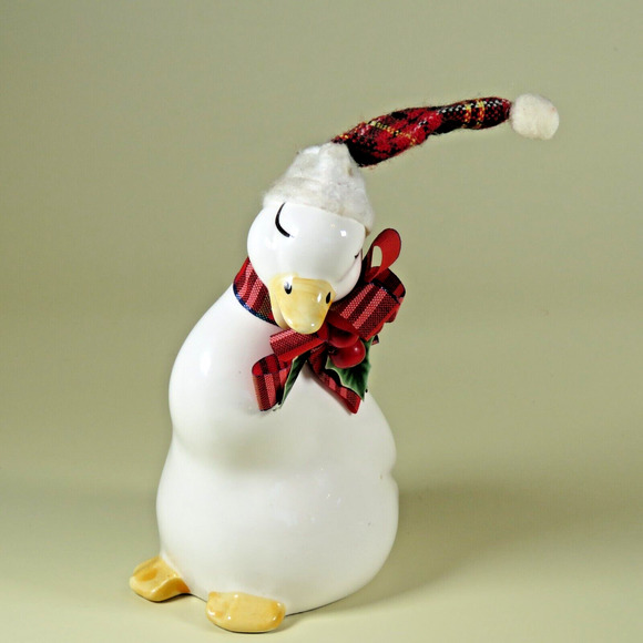 VTG Ceramic Christmas Goose Duck Hat Bow Figurine Decor Artistic Expressions 6” - Picture 13 of 16